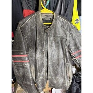 XXL Men’s Power Trip Leather Motorcycle Riding Jacket + Liner Vintage Heavy